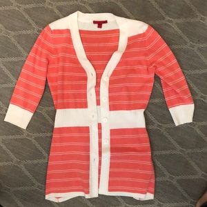 Stripped quarter sleeve cardigan